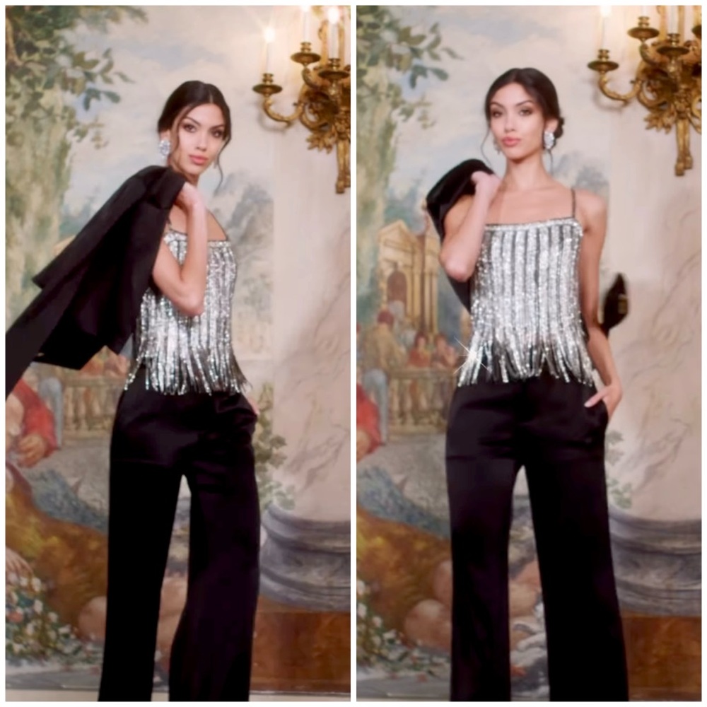ALICE + OLIVIA CHI EMBELLISHED FRINGE TANK - Picture 6 of 15